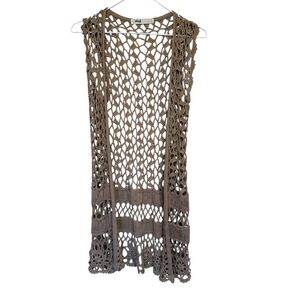 Womens Open Front Open Knit Crochet Cardigan Size S Festival Boho Hippie Indie